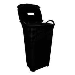 Cesto Rattan Tampa Basculada Grande Luxo Preto 50 Litros - 6