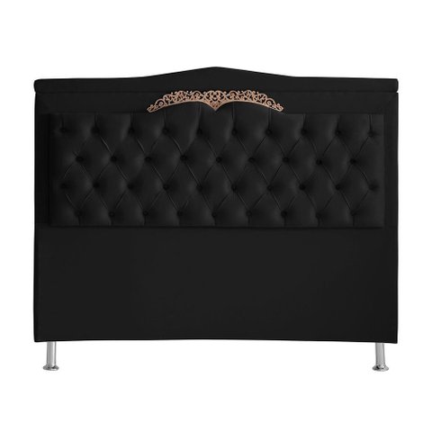 Cabeceira de Cama Box Helena Casal 140 Cm Capitonê Retro Botão Encapados Suede Preto Eli Móveis