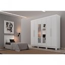 Ver imagem 2 de Guarda Roupa Casal Delta 6 Portas 2 Gavetas MDF com Espelho Branco Leifer Móveis