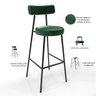 Banqueta Alta Cozinha Sala Jantar Estrutura Em Aço Milão F01 Couríssimo Verde Musgo - Lyam Decor - 4