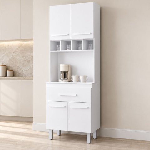 Paneleiro Cozinha Torre Quente 60cm 4 Portas 1 Gaveta Branco