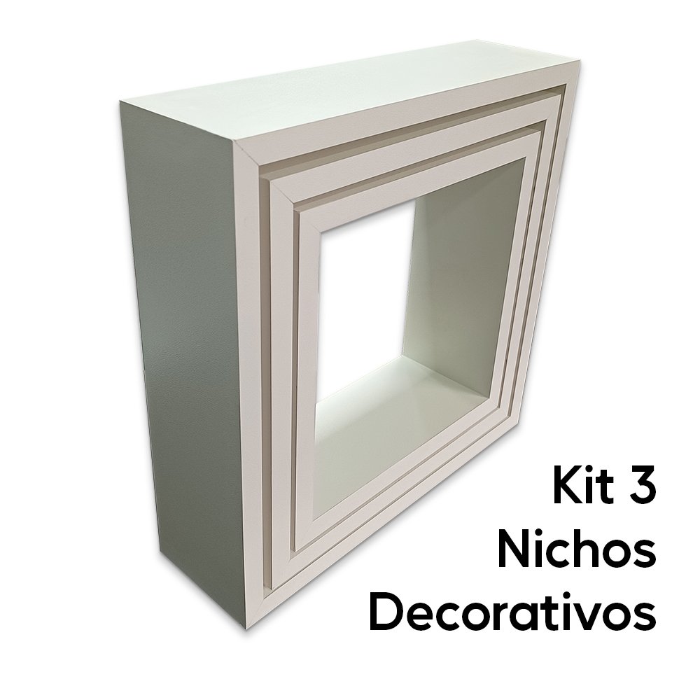 Kit 3 Nichos 100% MDF Cor Branca Quarto e Sala Decoração Arte na Arte Nichos de Parede - 2