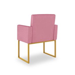 Poltrona Recepção/sala Espera Cor Rosa - Base Ferro Dourado - 4