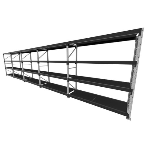 Mini Porta Pallet 200 Kg por Nivel Inicial +4 Continuação com 4 Niveis Preto com Mdf Preto