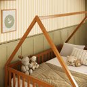 Ver imagem 5 de Cama Casal Montessoriana Infantil Telhado Removível Madeira Mel com Estrado Ravi Idimex