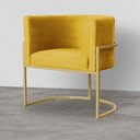 Ver imagem 1 de Poltrona Decorativa Estofada Base de Ferro Sala Luana Veludo Mostarda - LM DECOR
