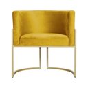 Ver imagem 2 de Poltrona Decorativa Estofada Base de Ferro Sala Luana Veludo Mostarda - LM DECOR