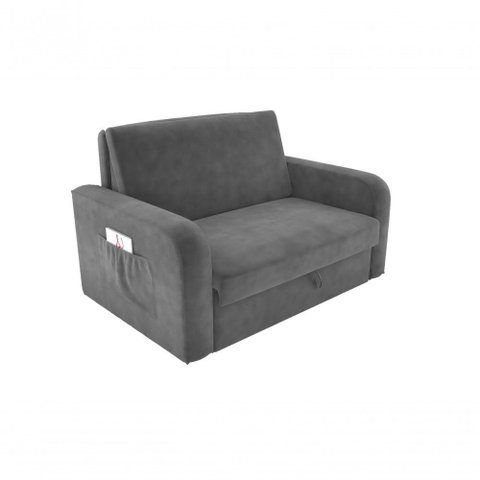 Sofá Cama Daiane 2 Lugares com Baú Veludo Cinza Matrix