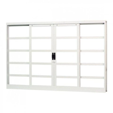 Janela de Aço de Correr 120x120cm 4 Folhas Minas Sul MGM Branco