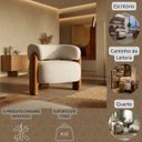 Ver imagem 7 de Poltrona Curva Orgânica Moderna Linho Bege Corino Caramelo Linha Premium Sala Quarto Recepção Escrit