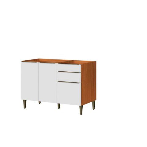 Balcão 120cm para Pia Luana/clara sem Tampo/cuba - Cinamomo/branco Aramóveis