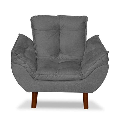 Mini Poltrona Cadeira Opala Infantil de Criança Suede Cinza Escuro