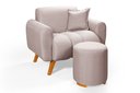 Ver imagem 1 de Poltrona Dallas com Puff em Linho Pes em Madeira: Creme