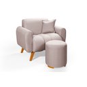 Ver imagem 1 de Poltrona Dallas com Puff em Linho Pes em Madeira: Creme