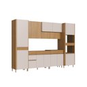 Ver imagem 3 de Cozinha Modulada 6 Peças 5 Gavetas Ripadas 328cm com Pés Tampo e Torre Quente 100% BP Organic Marrom