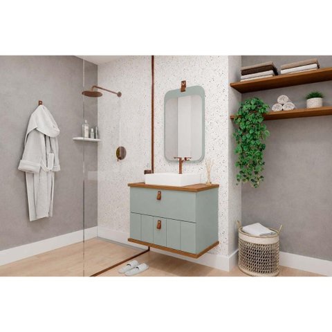 Conjunto Banheiro c/Espelho Milano/Monet 80cm Pistache MGM