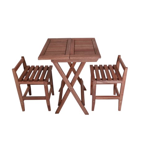 Conjunto Turin Quadrado Mesa Dobrável 60×60 com 2 Banquetas