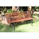 Ver imagem 2 de Banco de Jardim em Madeira e Pé de Ferro Tamandua - Tzp - Castanho - 3 Lugares