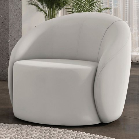 Poltrona Sala Decorativa Redonda 91cm Steve Veludo Cinza I01 - Mpozenato