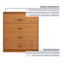 Ver imagem 6 de Cômoda para Quarto 4 Gavetas Puxador Softfeel Suavitá 89cm Marrom Amêndoa Clean