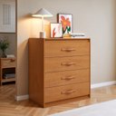 Ver imagem 1 de Cômoda para Quarto 4 Gavetas Puxador Softfeel Suavitá 89cm Marrom Amêndoa Clean