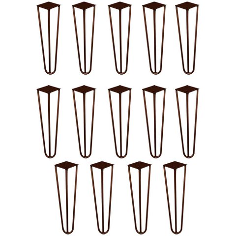 Kit 14 Pés de Metal 30 CM Hairpin Legs Mesa de Canto Rack e Puffs Bronze