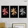 Kit 03 Quadros Decorativos - Floral Coral Dourado e Prata Flnt037 - Tela Canvas - 60x80cm - 2