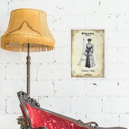 Quadro Vintage Moda Paris 1900 24x18cm:moldura Branca - 1