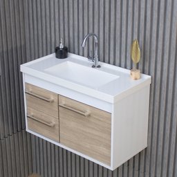 Gabinete Banheiro 100% Mdf com Pia Cuba - Potenza Berlin - 10