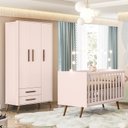 Ver imagem 2 de Jogo de Quarto Infantil Q Encanto Retrô com Guarda Roupa e Berço Rosa - Qmovi