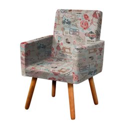 Poltrona Decorativa Nina Estampado Retrô Rosa D61 - D'Rossi - 2