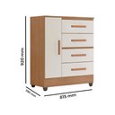 Ver imagem 6 de Cômoda 4 Gavetas 1 Porta Lite Organizadora Multiuso com Pés - Nature / Off White