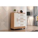 Ver imagem 4 de Cômoda 4 Gavetas 1 Porta Lite Organizadora Multiuso com Pés - Nature / Off White