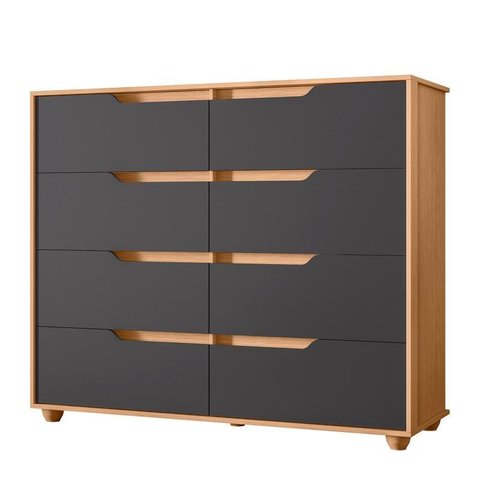 Cômoda Doble 8 Gavetas Freijó/titanium (vistas Flex) - Abz