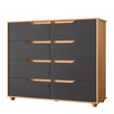 Ver imagem 1 de Cômoda Doble 8 Gavetas Freijó/titanium (vistas Flex) - Abz