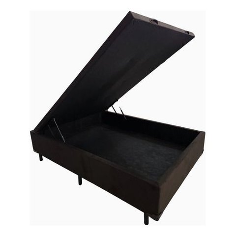 Box Baú Casal Suede Marrom 1,38x1,88 So1clique Pistão a Gás