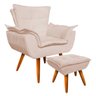 Poltrona Decorativa Opala com Puff Opala Suede Bege - 1