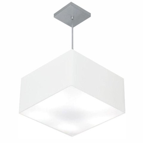 Lustre Pendente Quadrado Md-4020 Cúpula em Tecido 21/35x35cm Branco - Bivolt