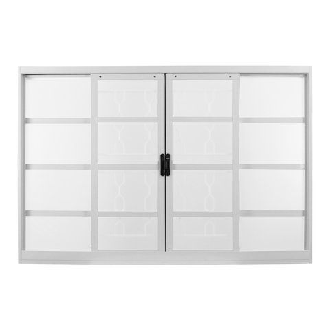 Janela de Aço de Correr 100x150cm 4 Folhas com Grade Minas Sul MGM Branco