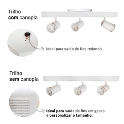 Kit 2 Trilho Eletrificado 3 Spot Led Mr16 Gu10 Direcionável Cor:branco - 5