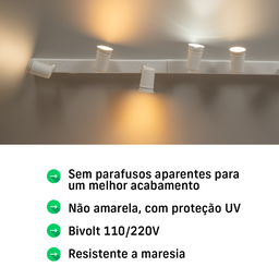 Kit 2 Trilho Eletrificado 3 Spot Led Mr16 Gu10 Direcionável Cor:branco - 6