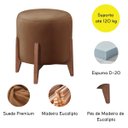 Ver imagem 4 de Puff Estofado Decorativo Redondo Sala de Estar Madrid Suede Capuccino