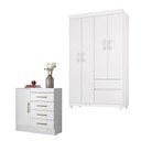 Ver imagem 1 de Cômoda Montevidéu e Guarda Roupa Solteiro Lótus Branco Flex - Demóbile