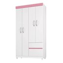 Ver imagem 6 de Cômoda Montevidéu e Guarda Roupa Solteiro Lótus Branco Flex - Demóbile