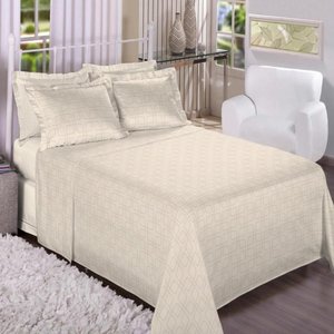 Jogo de Cama Queen Algodão 300 Fios 4 Pçs Estampado Moderno