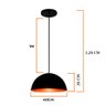 Lustre Pendente Meia Lua 40cm Preto com Cobre Rrjv - 3