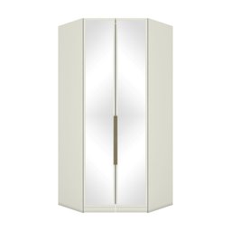 Guarda Roupa Closet Canto Armário Multiuso Roupeiro Espelho Quarto 2 Portas 5 Prateleiras Areia - 1