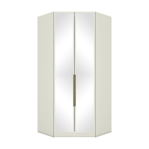 Guarda Roupa Closet Canto Armário Multiuso Roupeiro Espelho Quarto 2 Portas 5 Prateleiras Areia