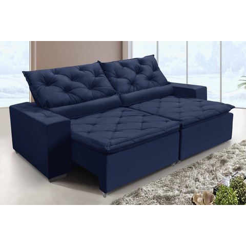 Sofá Monaco Retratil e Reclinavel 2,32 Mts Veludo Azul
