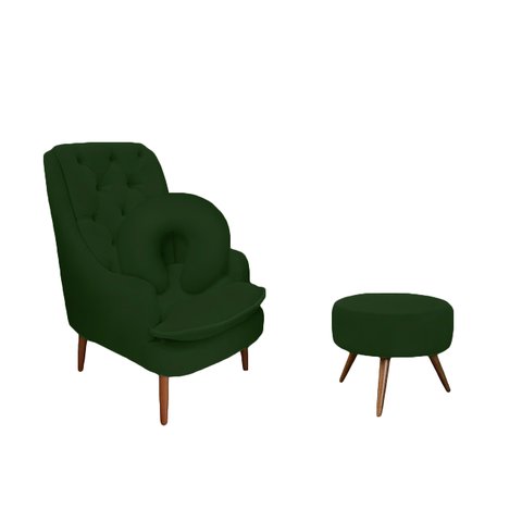 Kit Amamentação Poltrona, Puff e Almofada Suede Verde Dominic Decor Lille